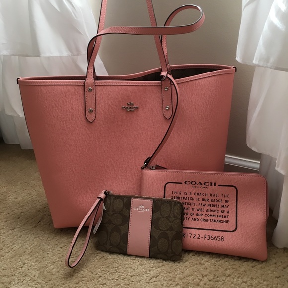 Coach Handbags - NWT Authentic Reversible Coach Bag Pink/Brown